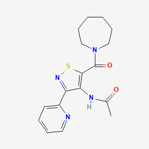 molecular formula C17H20N4O2S B2900831 N-[5-(azepan-1-ylcarbonyl)-3-pyridin-2-ylisothiazol-4-yl]acetamide CAS No. 1251600-22-2