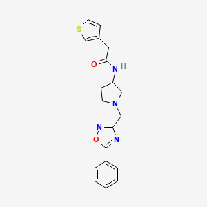 molecular formula C19H20N4O2S B2900836 N-(1-((5-phenyl-1,2,4-oxadiazol-3-yl)methyl)pyrrolidin-3-yl)-2-(thiophen-3-yl)acetamide CAS No. 1396811-03-2