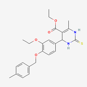 molecular formula C24H28N2O4S B2900841 ethyl 4-[3-ethoxy-4-[(4-methylphenyl)methoxy]phenyl]-6-methyl-2-sulfanylidene-3,4-dihydro-1H-pyrimidine-5-carboxylate CAS No. 526189-40-2