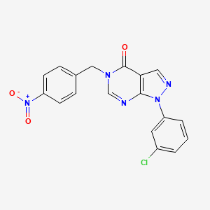 molecular formula C18H12ClN5O3 B2900853 1-(3-Chlorophenyl)-5-[(4-nitrophenyl)methyl]pyrazolo[3,4-d]pyrimidin-4-one CAS No. 895018-10-7