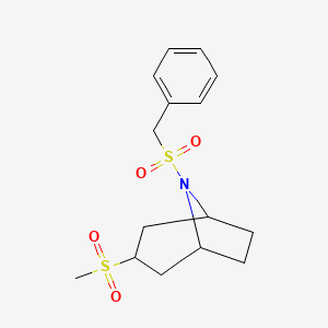 molecular formula C15H21NO4S2 B2900856 (1R,5S)-8-(benzylsulfonyl)-3-(methylsulfonyl)-8-azabicyclo[3.2.1]octane CAS No. 1705921-72-7