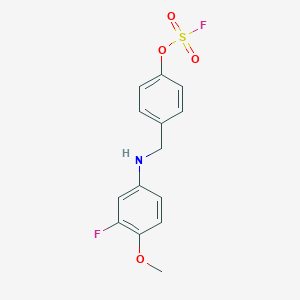 molecular formula C14H13F2NO4S B2900873 2-Fluoro-4-[(4-fluorosulfonyloxyphenyl)methylamino]-1-methoxybenzene CAS No. 2418717-21-0