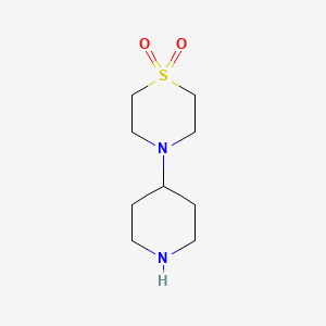 molecular formula C9H18N2O2S B2900874 Thiomorpholine, 4-(4-piperidinyl)-, 1,1-dioxide CAS No. 933693-48-2