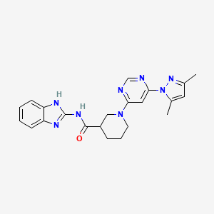 molecular formula C22H24N8O B2900877 N-(1H-benzo[d]imidazol-2-yl)-1-(6-(3,5-dimethyl-1H-pyrazol-1-yl)pyrimidin-4-yl)piperidine-3-carboxamide CAS No. 1334375-82-4