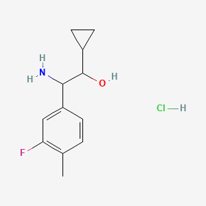 molecular formula C12H17ClFNO B2900885 2-Amino-1-cyclopropyl-2-(3-fluoro-4-methylphenyl)ethanol;hydrochloride CAS No. 2247107-80-6