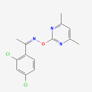 molecular formula C14H13Cl2N3O B2900889 1-(2,4-dichlorophenyl)-1-ethanone O-(4,6-dimethyl-2-pyrimidinyl)oxime CAS No. 338978-35-1