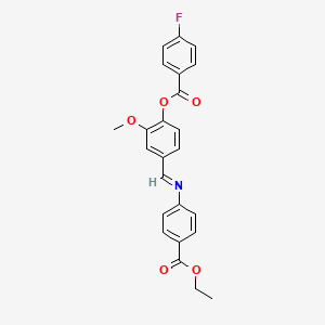 molecular formula C24H20FNO5 B2900894 (E)-4-(((4-(ethoxycarbonyl)phenyl)imino)methyl)-2-methoxyphenyl 4-fluorobenzoate CAS No. 1321985-81-2