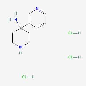 molecular formula C10H18Cl3N3 B2900898 4-(Pyridin-3-yl)piperidin-4-amine trihydrochloride CAS No. 1707602-23-0