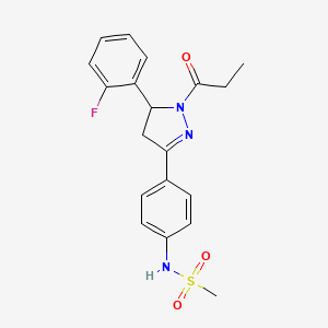 molecular formula C19H20FN3O3S B2900907 N-(4-(5-(2-fluorophenyl)-1-propionyl-4,5-dihydro-1H-pyrazol-3-yl)phenyl)methanesulfonamide CAS No. 851717-98-1