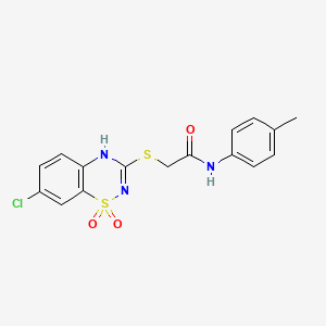 molecular formula C16H14ClN3O3S2 B2900910 2-((7-chloro-1,1-dioxido-4H-benzo[e][1,2,4]thiadiazin-3-yl)thio)-N-(p-tolyl)acetamide CAS No. 899976-09-1
