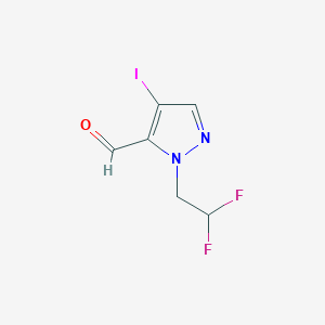 molecular formula C6H5F2IN2O B2900920 1-(2,2-Difluoroethyl)-4-iodo-1H-pyrazole-5-carbaldehyde CAS No. 2101197-16-2