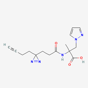 2-[3-(3-But-3-ynyldiazirin-3-yl)propanoylamino]-2-methyl-3-pyrazol-1-ylpropanoic acid