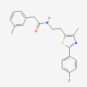 molecular formula C21H21FN2OS B2900929 N-{2-[2-(4-fluorophenyl)-4-methyl-1,3-thiazol-5-yl]ethyl}-2-(3-methylphenyl)acetamide CAS No. 923227-33-2