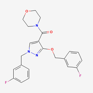 molecular formula C22H21F2N3O3 B2900938 (1-(3-fluorobenzyl)-3-((3-fluorobenzyl)oxy)-1H-pyrazol-4-yl)(morpholino)methanone CAS No. 1014069-97-6