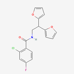 2-chloro-N-(2,2-di(furan-2-yl)ethyl)-4-fluorobenzamide