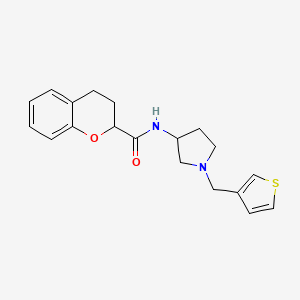 molecular formula C19H22N2O2S B2900943 N-{1-[(thiophen-3-yl)methyl]pyrrolidin-3-yl}-3,4-dihydro-2H-1-benzopyran-2-carboxamide CAS No. 2097932-63-1