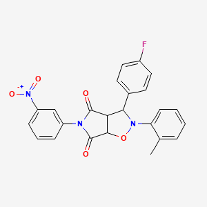 molecular formula C24H18FN3O5 B2900948 3-(4-fluorophenyl)-5-(3-nitrophenyl)-2-(o-tolyl)dihydro-2H-pyrrolo[3,4-d]isoxazole-4,6(5H,6aH)-dione CAS No. 474007-80-2