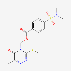 molecular formula C15H18N4O5S2 B2900949 (6-methyl-3-(methylthio)-5-oxo-1,2,4-triazin-4(5H)-yl)methyl 4-(N,N-dimethylsulfamoyl)benzoate CAS No. 877648-70-9