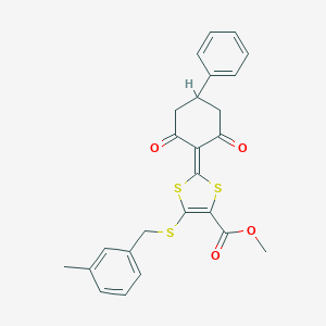 molecular formula C25H22O4S3 B290095 Methyl 2-(2,6-dioxo-4-phenylcyclohexylidene)-5-[(3-methylbenzyl)sulfanyl]-1,3-dithiole-4-carboxylate 