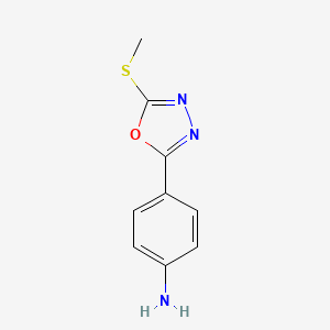 molecular formula C9H9N3OS B2900957 2-Methylthio-5-p-aminophenyl-1,3,4-oxadiazole CAS No. 354788-98-0