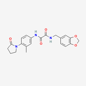 molecular formula C21H21N3O5 B2900963 N1-(benzo[d][1,3]dioxol-5-ylmethyl)-N2-(3-methyl-4-(2-oxopyrrolidin-1-yl)phenyl)oxalamide CAS No. 941934-58-3