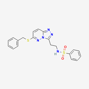 molecular formula C20H19N5O2S2 B2900965 N-[2-(6-benzylsulfanyl-[1,2,4]triazolo[4,3-b]pyridazin-3-yl)ethyl]benzenesulfonamide CAS No. 872996-93-5