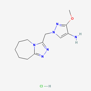 molecular formula C12H19ClN6O B2900971 3-Methoxy-1-(6,7,8,9-tetrahydro-5H-[1,2,4]triazolo[4,3-a]azepin-3-ylmethyl)-1h-pyrazol-4-amine hydrochloride CAS No. 1431965-23-9