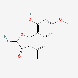 molecular formula C14H12O5 B2900974 2,9-Dihydroxy-7-methoxy-4-methylnaphtho[1,2-b]furan-3(2h)-one CAS No. 1558053-97-6