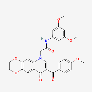 molecular formula C29H26N2O8 B2900980 N-(3,5-dimethoxyphenyl)-2-[8-(4-methoxybenzoyl)-9-oxo-2,3-dihydro-[1,4]dioxino[2,3-g]quinolin-6-yl]acetamide CAS No. 866808-44-8