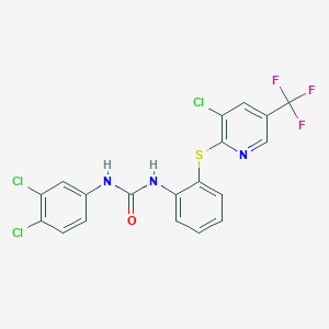 molecular formula C19H11Cl3F3N3OS B2900981 1-[2-[3-Chloro-5-(trifluoromethyl)pyridin-2-yl]sulfanylphenyl]-3-(3,4-dichlorophenyl)urea CAS No. 338406-97-6