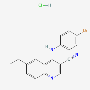 molecular formula C18H15BrClN3 B2900988 4-((4-Bromophenyl)amino)-6-ethylquinoline-3-carbonitrile hydrochloride CAS No. 1323499-80-4