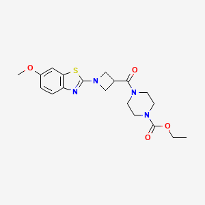 molecular formula C19H24N4O4S B2900994 Ethyl 4-(1-(6-methoxybenzo[d]thiazol-2-yl)azetidine-3-carbonyl)piperazine-1-carboxylate CAS No. 1286705-76-7