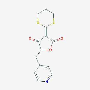 molecular formula C14H13NO3S2 B290100 3-(1,3-Dithian-2-ylidene)-5-(pyridin-4-ylmethyl)oxolane-2,4-dione CAS No. 723745-04-8