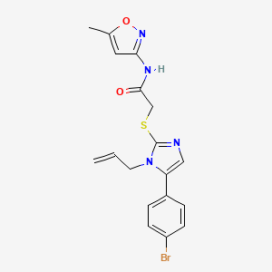 molecular formula C18H17BrN4O2S B2901001 2-((1-allyl-5-(4-bromophenyl)-1H-imidazol-2-yl)thio)-N-(5-methylisoxazol-3-yl)acetamide CAS No. 1207020-89-0