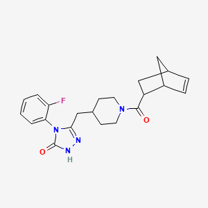 molecular formula C22H25FN4O2 B2901011 3-((1-(bicyclo[2.2.1]hept-5-ene-2-carbonyl)piperidin-4-yl)methyl)-4-(2-fluorophenyl)-1H-1,2,4-triazol-5(4H)-one CAS No. 2034226-55-4