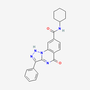 molecular formula C22H21N5O2 B2901012 N-cyclohexyl-5-oxo-3-phenyl-4,5-dihydro-[1,2,3]triazolo[1,5-a]quinazoline-8-carboxamide CAS No. 1031664-18-2