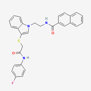 molecular formula C29H24FN3O2S B2901020 N-[2-[3-[2-(4-fluoroanilino)-2-oxoethyl]sulfanylindol-1-yl]ethyl]naphthalene-2-carboxamide CAS No. 533865-50-8