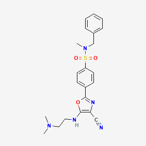 molecular formula C22H25N5O3S B2901037 N-benzyl-4-(4-cyano-5-((2-(dimethylamino)ethyl)amino)oxazol-2-yl)-N-methylbenzenesulfonamide CAS No. 941004-56-4
