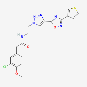 molecular formula C19H17ClN6O3S B2901040 2-(3-chloro-4-methoxyphenyl)-N-(2-(4-(3-(thiophen-3-yl)-1,2,4-oxadiazol-5-yl)-1H-1,2,3-triazol-1-yl)ethyl)acetamide CAS No. 2034344-80-2