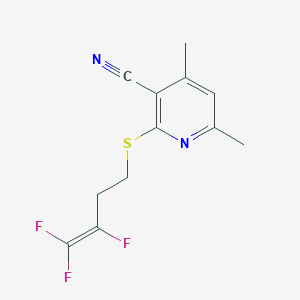 molecular formula C12H11F3N2S B2901042 4,6-Dimethyl-2-[(3,4,4-trifluoro-3-butenyl)sulfanyl]nicotinonitrile CAS No. 477888-09-8
