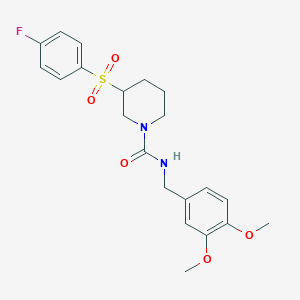 molecular formula C21H25FN2O5S B2901044 N-(3,4-dimethoxybenzyl)-3-((4-fluorophenyl)sulfonyl)piperidine-1-carboxamide CAS No. 1797629-54-9