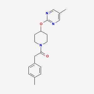 molecular formula C19H23N3O2 B2901046 2-(4-Methylphenyl)-1-[4-(5-methylpyrimidin-2-yl)oxypiperidin-1-yl]ethanone CAS No. 2380085-36-7