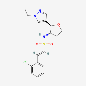 molecular formula C17H20ClN3O3S B2901051 (E)-2-(2-Chlorophenyl)-N-[(2R,3S)-2-(1-ethylpyrazol-4-yl)oxolan-3-yl]ethenesulfonamide CAS No. 2223491-10-7