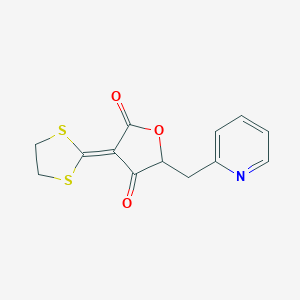 molecular formula C13H11NO3S2 B290106 3-(1,3-dithiolan-2-ylidene)-5-(2-pyridinylmethyl)-2,4(3H,5H)-furandione 