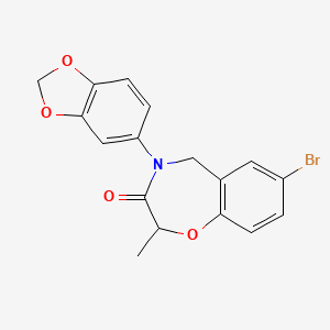 molecular formula C17H14BrNO4 B2901061 4-(2H-1,3-benzodioxol-5-yl)-7-bromo-2-methyl-2,3,4,5-tetrahydro-1,4-benzoxazepin-3-one CAS No. 2319719-39-4