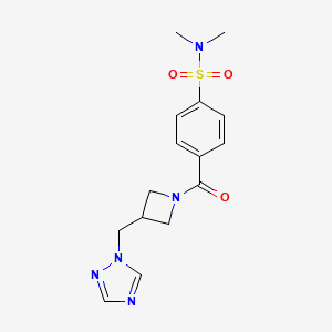 molecular formula C15H19N5O3S B2901089 4-(3-((1H-1,2,4-triazol-1-yl)methyl)azetidine-1-carbonyl)-N,N-dimethylbenzenesulfonamide CAS No. 2191213-46-2