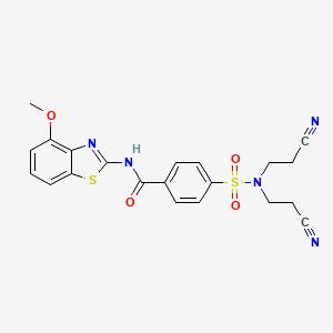 molecular formula C21H19N5O4S2 B2901105 4-[bis(2-cyanoethyl)sulfamoyl]-N-(4-methoxy-1,3-benzothiazol-2-yl)benzamide CAS No. 476275-67-9