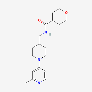 molecular formula C18H27N3O2 B2901111 N-((1-(2-methylpyridin-4-yl)piperidin-4-yl)methyl)tetrahydro-2H-pyran-4-carboxamide CAS No. 2034529-94-5