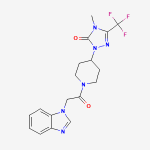 molecular formula C18H19F3N6O2 B2901115 1-(1-(2-(1H-benzo[d]imidazol-1-yl)acetyl)piperidin-4-yl)-4-methyl-3-(trifluoromethyl)-1H-1,2,4-triazol-5(4H)-one CAS No. 2034373-97-0