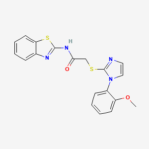 molecular formula C19H16N4O2S2 B2901118 N-(1,3-benzothiazol-2-yl)-2-[1-(2-methoxyphenyl)imidazol-2-yl]sulfanylacetamide CAS No. 887225-45-8